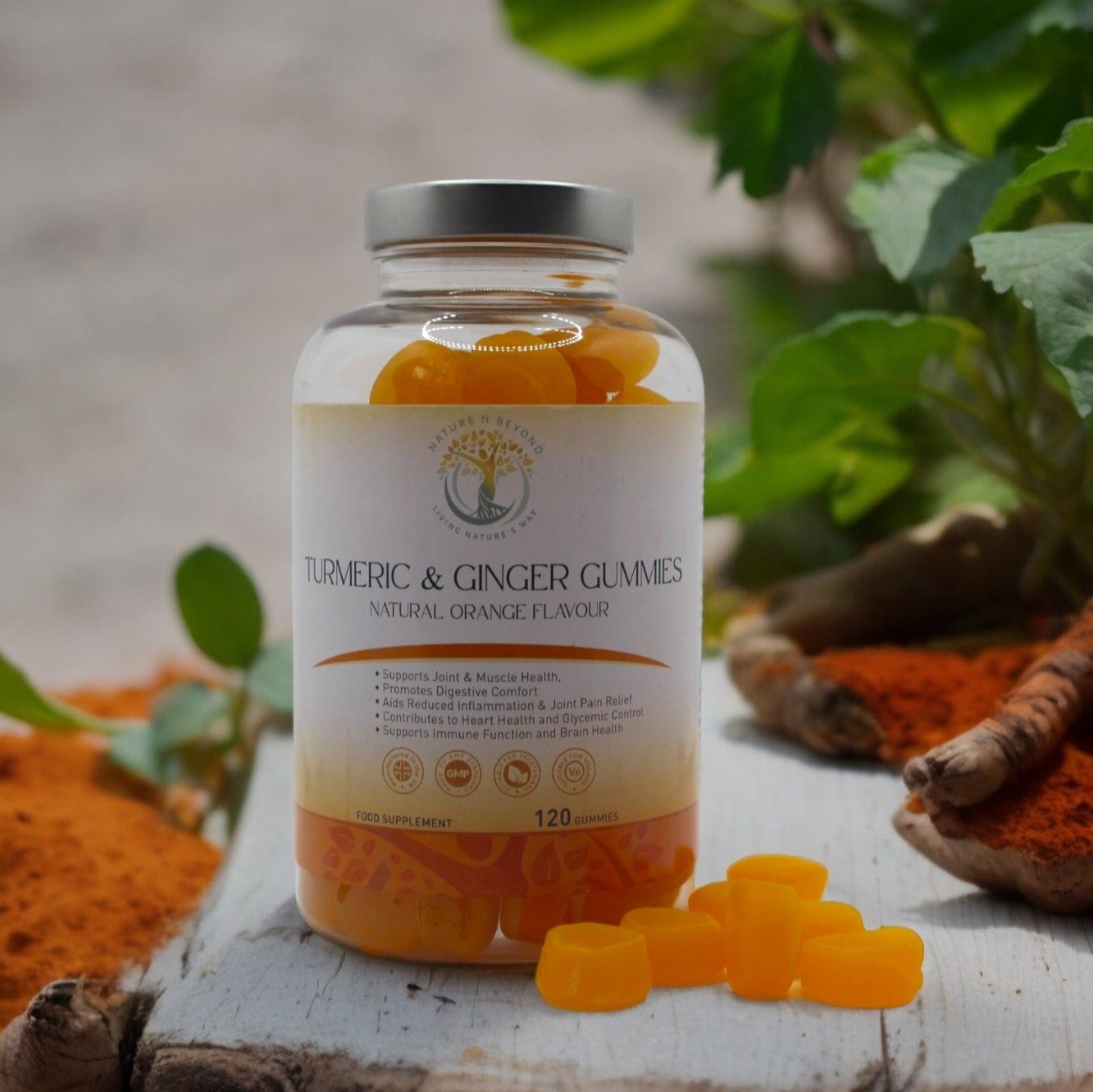 Turmeric & Ginger Gummies - 120 Natural Orange Flavour