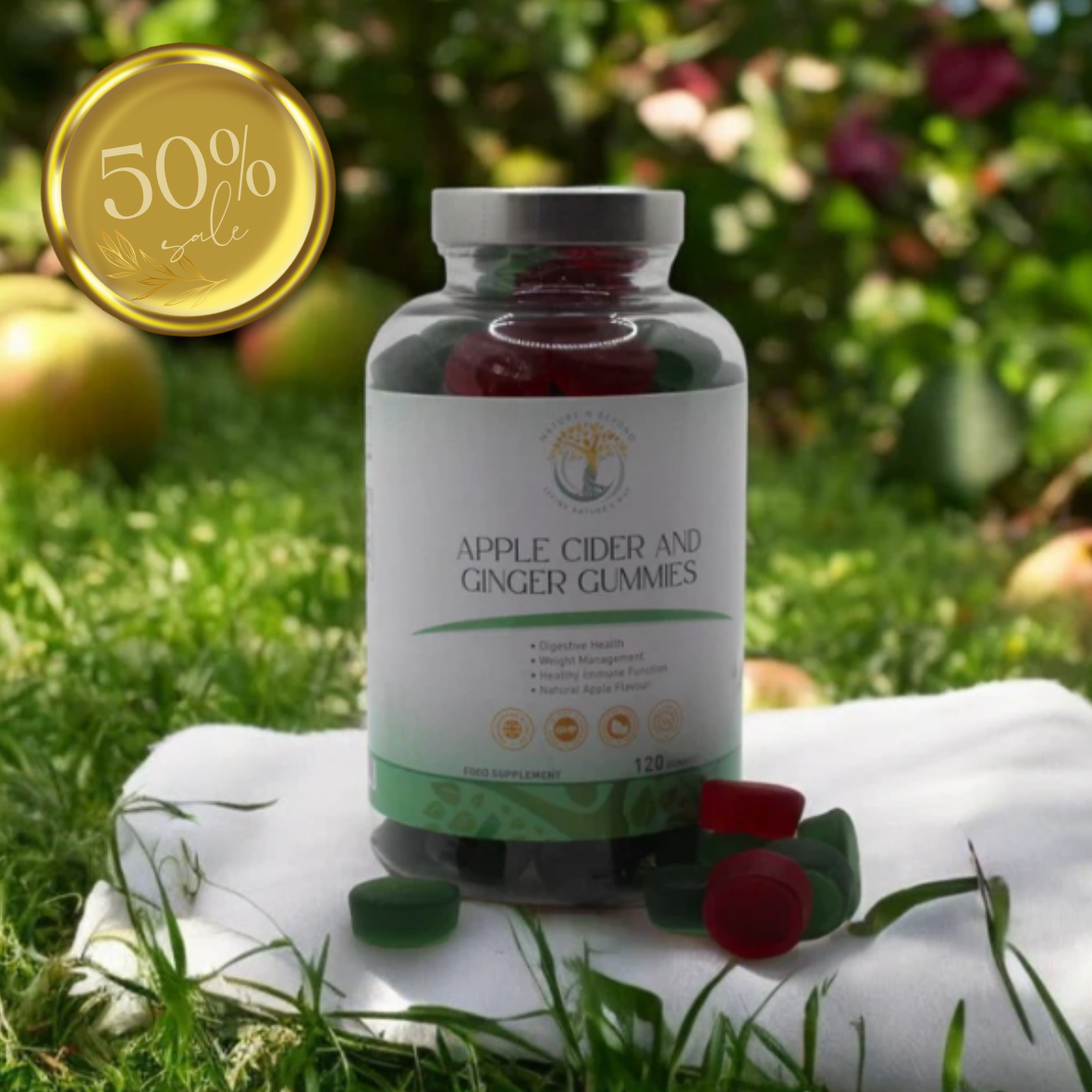 Apple Cider & Ginger Gummies - 120 Natural Apple Flavour